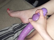Filming solo, using vibrator and my feet to get off